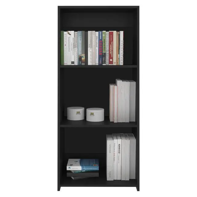 Alt view image 7 of 7 - Note 47" Tall Three-Tier Ladder Bookcase Black