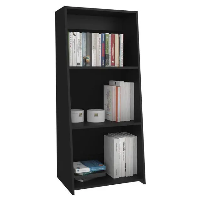 Alt view image 6 of 7 - Note 47" Tall Three-Tier Ladder Bookcase Black