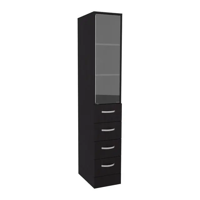 Alt view image 3 of 7 - Vanguard Linen Cabinet, Three Shelves, Four Drawers, Black