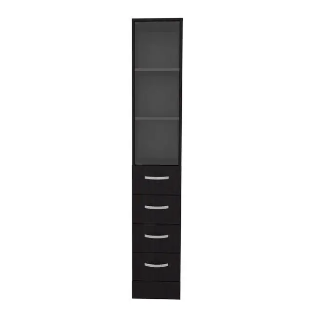 Alt view image 6 of 7 - Vanguard Linen Cabinet, Three Shelves, Four Drawers, Black