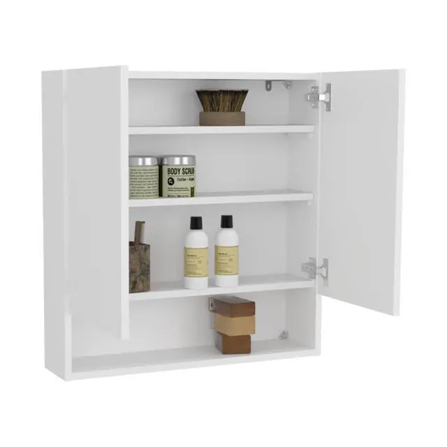 Alt view image 6 of 7 - Double-Door Medicine Cabinet With Mirrored Doors And Interior Shelves