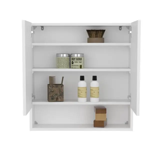 Alt view image 7 of 7 - Double-Door Medicine Cabinet With Mirrored Doors And Interior Shelves