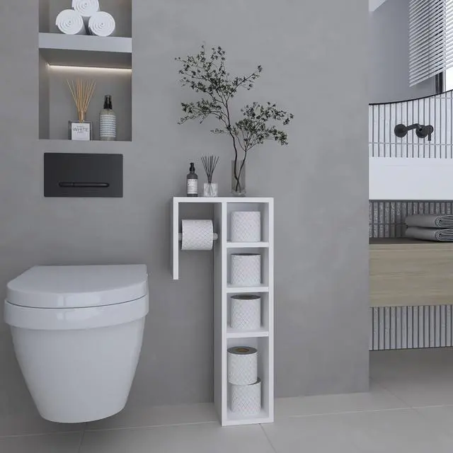 Main image of Lodi Freestanding Toilet Paper Cabinet With Slim Vertical Design And Storage Compartment