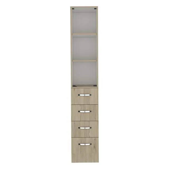 Alt view image 6 of 7 - Vanguard Linen Cabinet, Three Shelves, Four Drawers -Light Pine / White