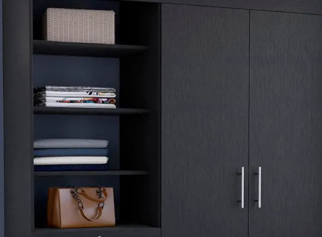 Alt view image 4 of 5 - Kenya 3 Drawers Armoire, Double Door, 3-Tier Shelf -Black