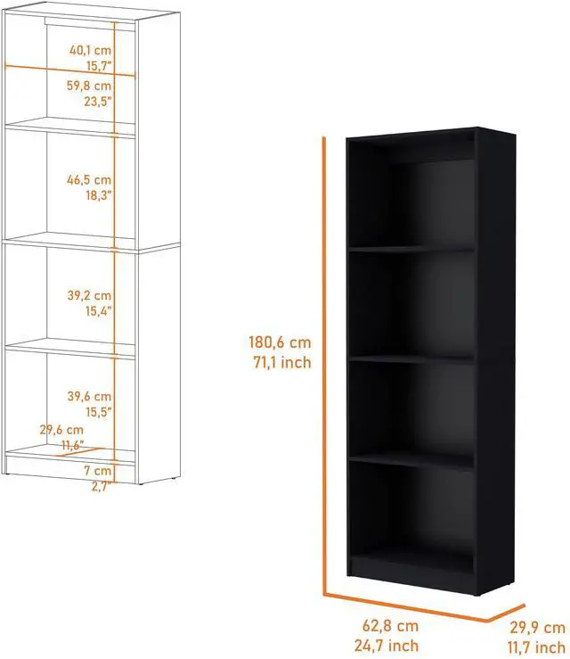 Alt view image 3 of 6 - Dupree 2 Piece Home Bookcase set, 49" Wide with 9 Shelves , Living Room Black