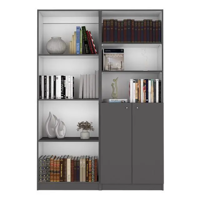 Alt view image 7 of 7 - Dupree 2 Piece Home Bookcase set, 49" Wide with 9 Shelves , Living Room Matt Gray / White