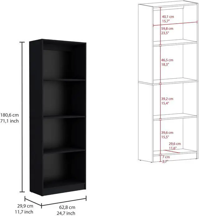 Alt view image 5 of 7 - Poole 3 Piece Home Bookcase set, 67" Wide with 12 Shelves and Two-Door Cabinet , Living Room Set Set Black