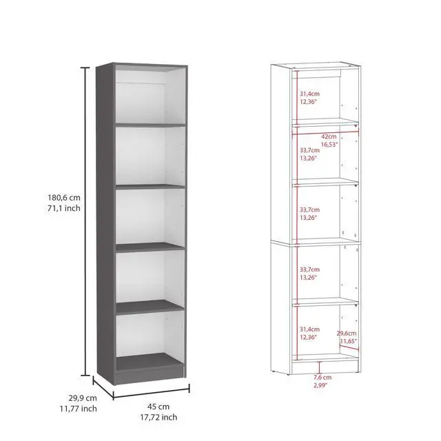 Alt view image 4 of 7 - Poole 3 Piece Home Bookcase set, 67" Wide with 12 Shelves and 2-door Cabinet , Living Room Set Matt Gray / White