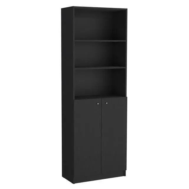Alt view image 7 of 7 - Poston 3 Piece Home Bookcase set, 67" Wide with 13 Shelves and Two-Door Cabinet , Living Room Set Set Black