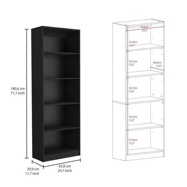 Alt view image 3 of 7 - Dupree 4 Piece Home Bookcase set, 91" Wide with 17 Shelves And a Double-Door Cabinet , Living Room Set Black