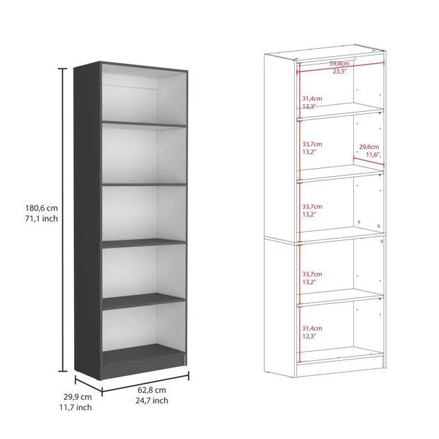 Alt view image 3 of 7 - Dupree 4 Piece Home Bookcase set, 91" Wide with 17 Shelves And a Double-Door Cabinet , Living Room Set Matt Gray / White
