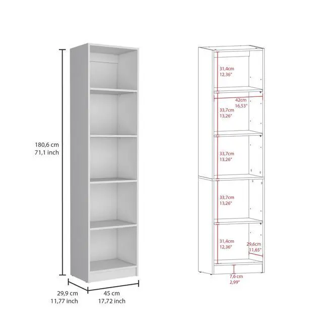 Alt view image 3 of 7 - Dupree 4 Piece Home Bookcase set, 91" Wide with 17 Shelves And a Double-Door Cabinet , Living Room Set Whitee