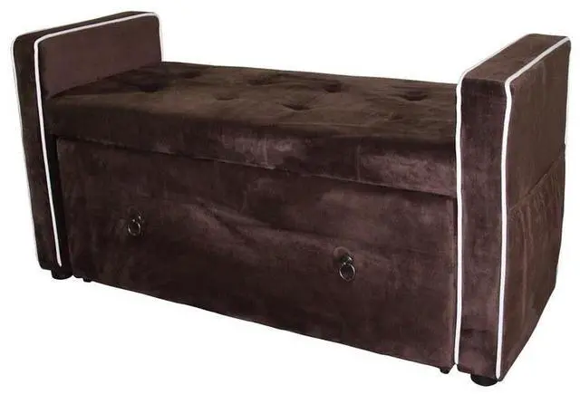 Main image of 22" Shoe Storage Bench, Brown Suede