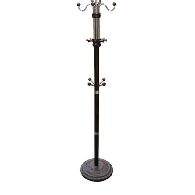 Alt view image 2 of 5 - 73" Tall Chrome and Wood Coat Rack, Espresso finish