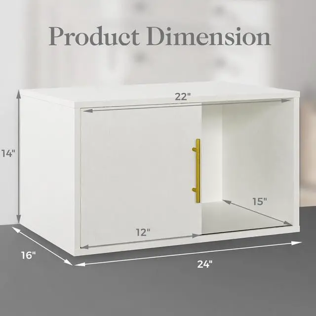 Alt view image 3 of 7 - 24" White Cube Storage Organizer w/ Sliding Door - Stackable Modular Bookshelf & Storage cabinet