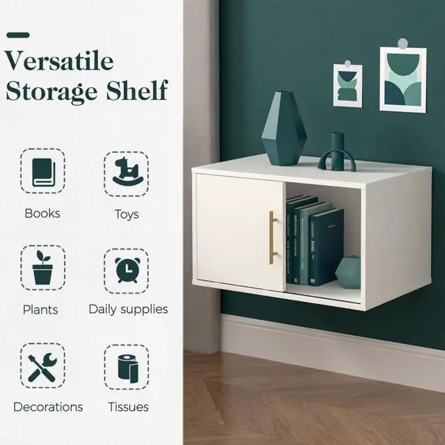 Alt view image 4 of 7 - 24" White Cube Storage Organizer w/ Sliding Door - Stackable Modular Bookshelf & Storage cabinet