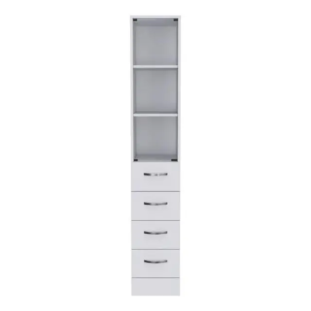 Alt view image 5 of 7 - Linen Cabinet Artic, Three Shelves, Single Door, White Finish