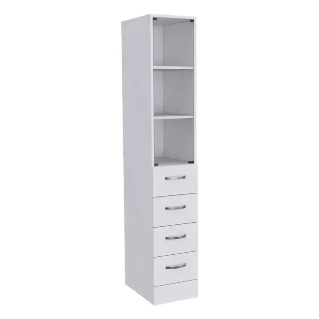 Alt view image 7 of 7 - Linen Cabinet Artic, Three Shelves, Single Door, White Finish