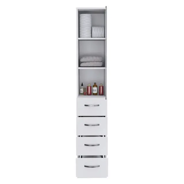 Alt view image 6 of 7 - Linen Cabinet Artic, Three Shelves, Single Door, White Finish