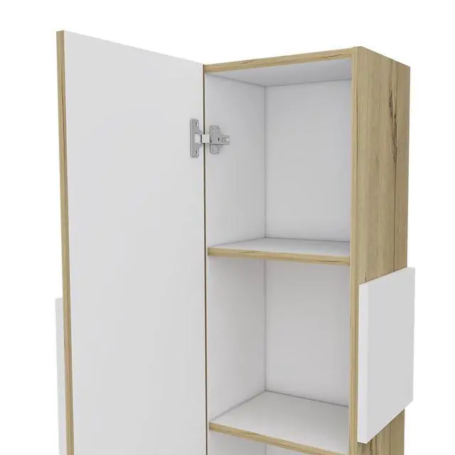 Alt view image 7 of 7 - Medicine Cabinet Artic, Three Shelves, Single Door, White / Light Oak Finish