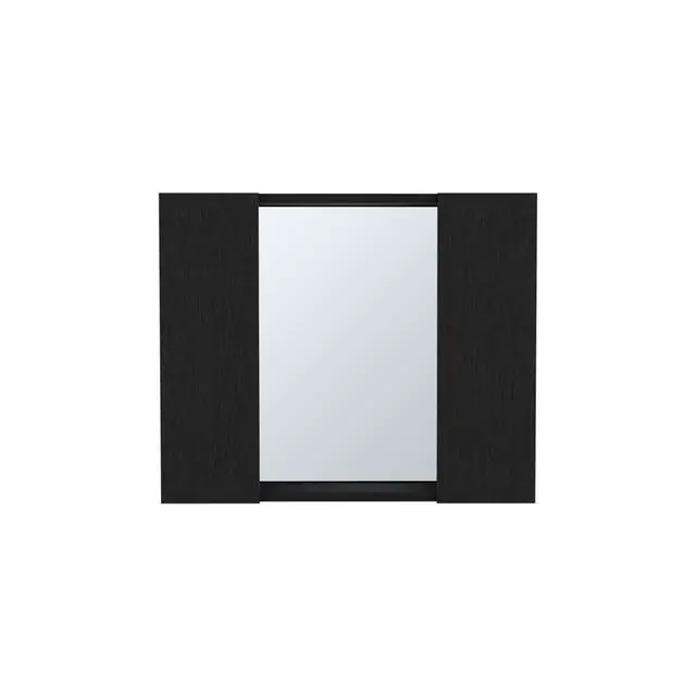 Alt view image 2 of 7 - Medicine Cabinet Hops, Double Door, Mirror, One External Shelf, Black Wengue Finish