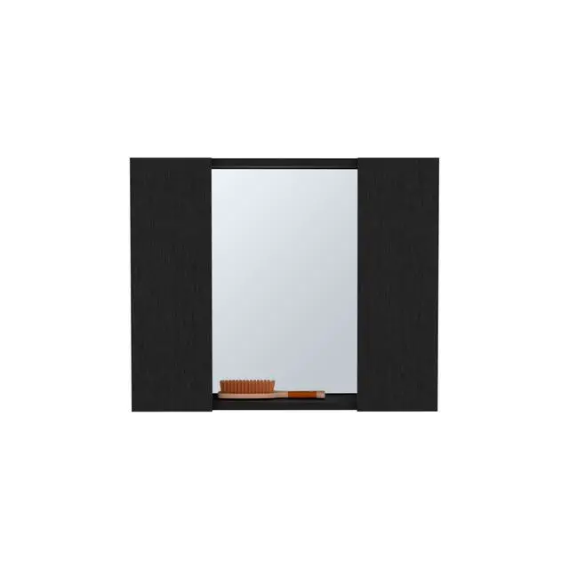 Alt view image 6 of 7 - Medicine Cabinet Hops, Double Door, Mirror, One External Shelf, Black Wengue Finish