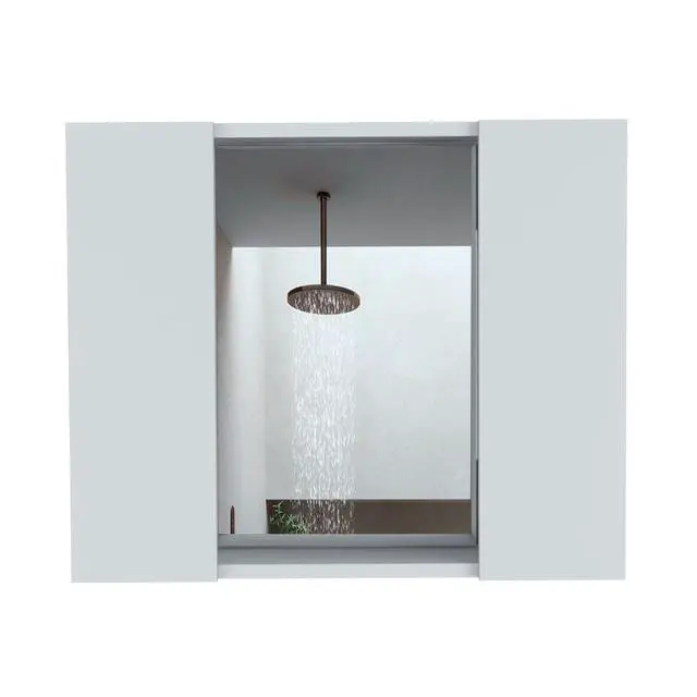 Alt view image 5 of 7 - Medicine Cabinet Hops, Double Door, Mirror, One External Shelf, White Finish