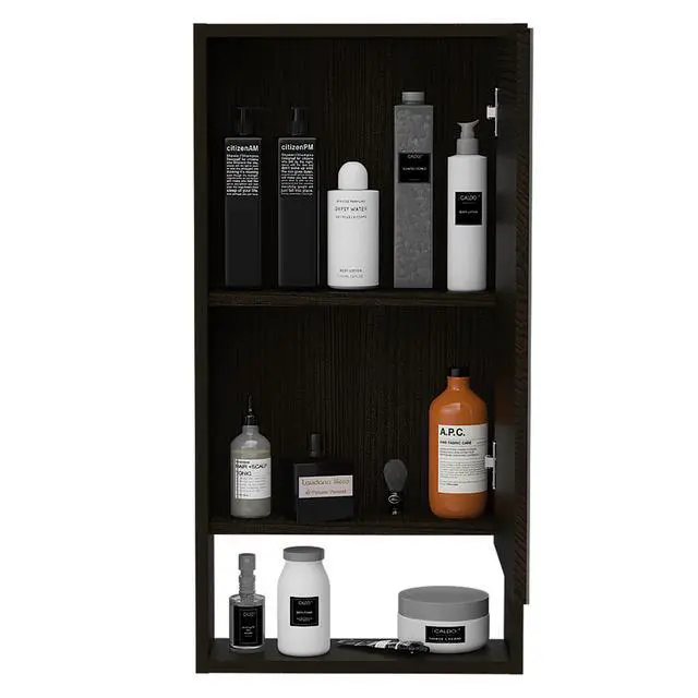 Alt view image 5 of 7 - Medicine Cabinet Irvine, One External Shelf, Black Wengue Finish
