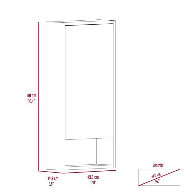 Alt view image 2 of 7 - Medicine Cabinet Irvine, One External Shelf, Black Wengue Finish