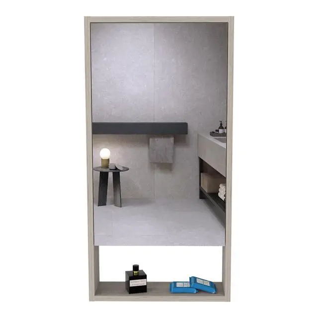 Alt view image 4 of 7 - Medicine Cabinet Irvine, One External Shelf, Light Gray Finish