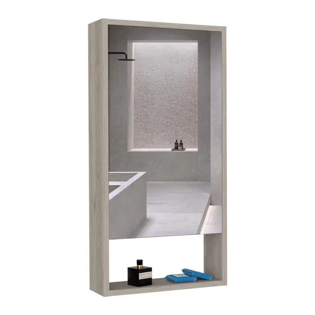 Alt view image 5 of 7 - Medicine Cabinet Irvine, One External Shelf, Light Gray Finish
