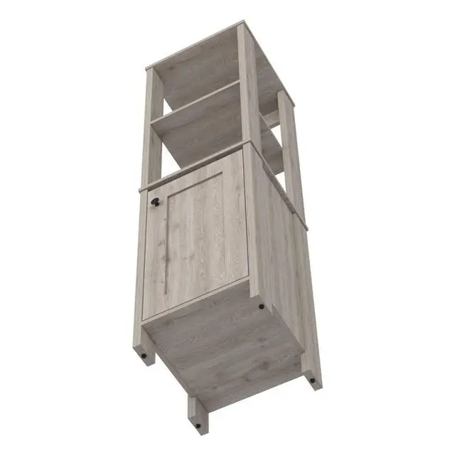 Alt view image 6 of 7 - Linen Cabinet Jannes, Two Open Shelves, Single Door, Light Gray Finish