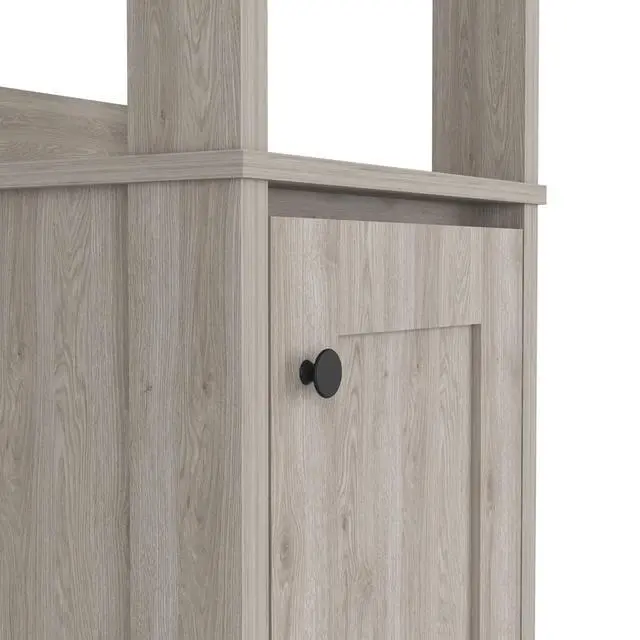 Alt view image 2 of 7 - Linen Cabinet Jannes, Two Open Shelves, Single Door, Light Gray Finish