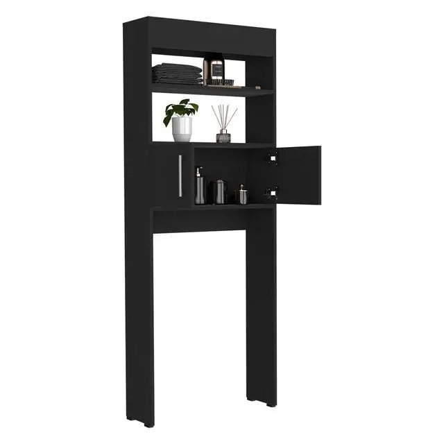 Alt view image 6 of 7 - Over The Toilet Cabinet Jozz, Double Door, Two Shelves, Black Wengue Finish