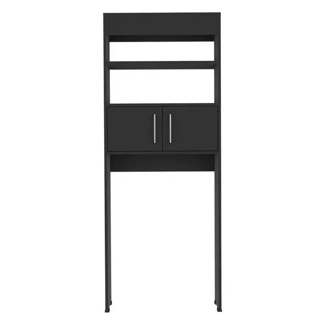 Alt view image 7 of 7 - Over The Toilet Cabinet Jozz, Double Door, Two Shelves, Black Wengue Finish