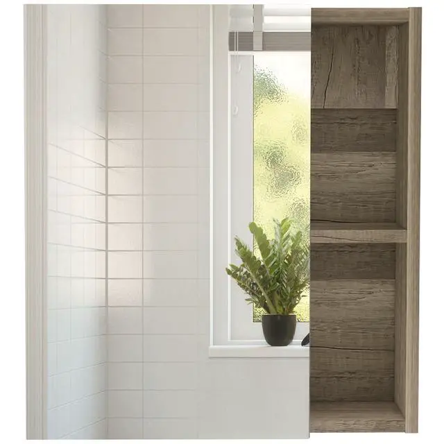 Alt view image 4 of 7 - Medicine Cabinet Mirror Clifton, Five Internal Shelves, Pine Finish