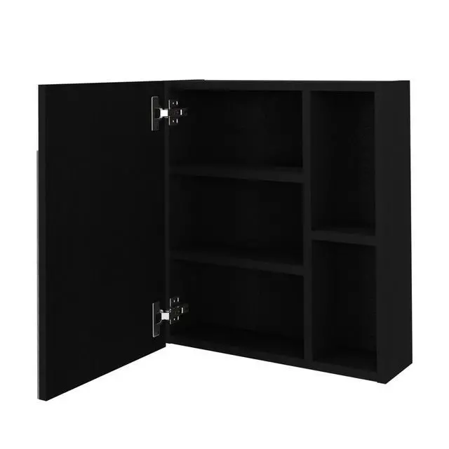 Alt view image 3 of 7 - Medicine Cabinet Mirror Clifton, Five Internal Shelves, Black Wengue Finish