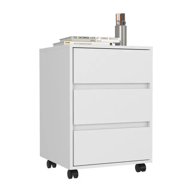Alt view image 4 of 7 - Three Drawers Bang, Filing Cabinet, Roller Blade Glide, White Finish