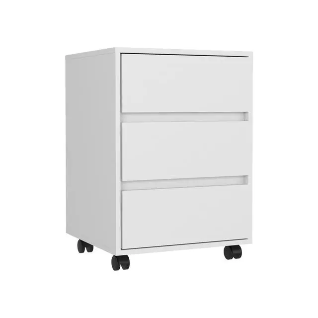 Alt view image 3 of 7 - Three Drawers Bang, Filing Cabinet, Roller Blade Glide, White Finish