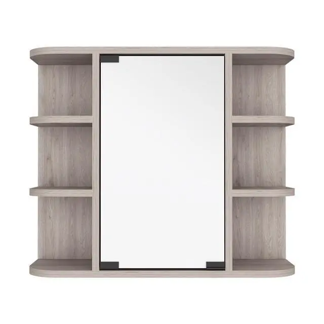 Alt view image 2 of 7 - Medicine Cabinet Milano, Six External Shelves Mirror, Light Gray Finish