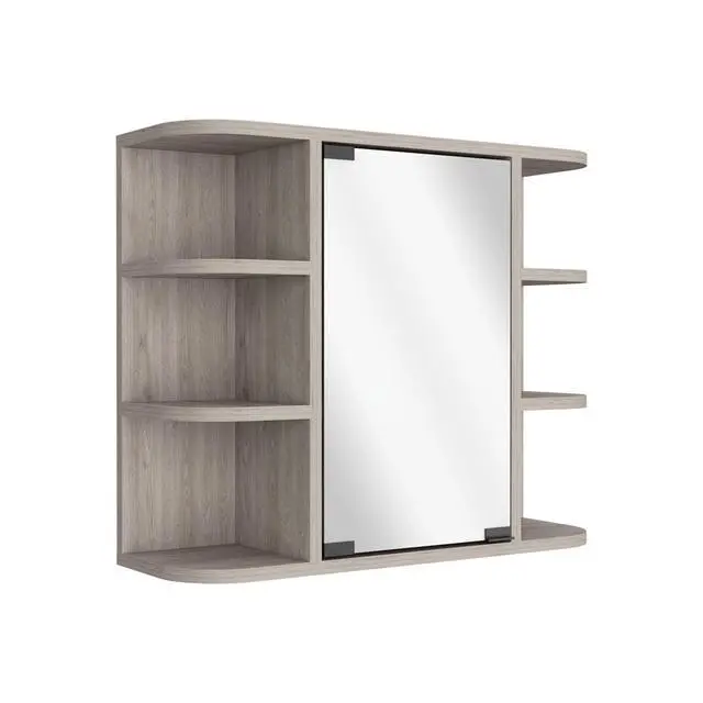 Alt view image 6 of 7 - Medicine Cabinet Milano, Six External Shelves Mirror, Light Gray Finish