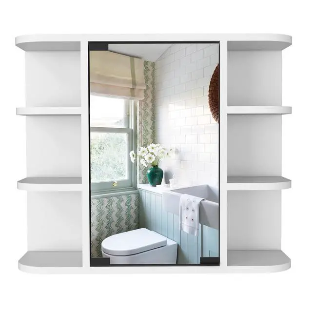 Alt view image 5 of 7 - Medicine Cabinet Milano, Six External Shelves Mirror, White Finish