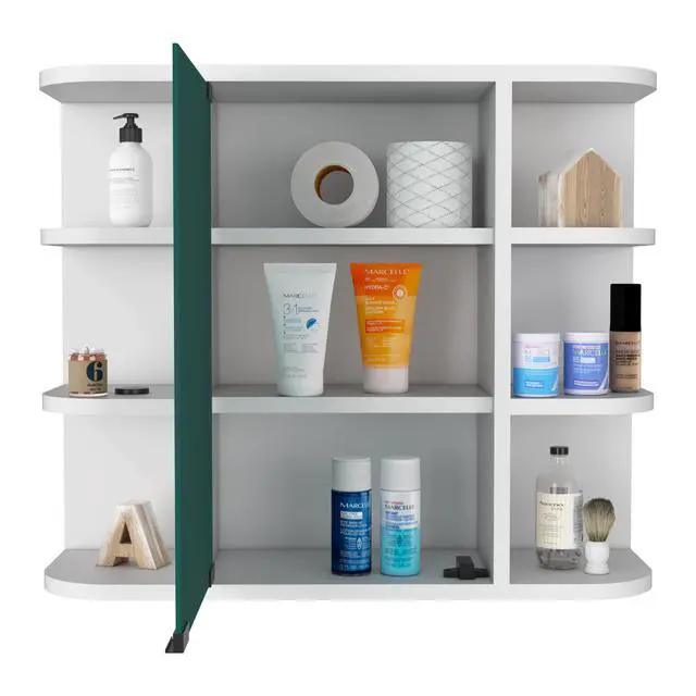 Alt view image 6 of 7 - Medicine Cabinet Milano, Six External Shelves Mirror, White Finish