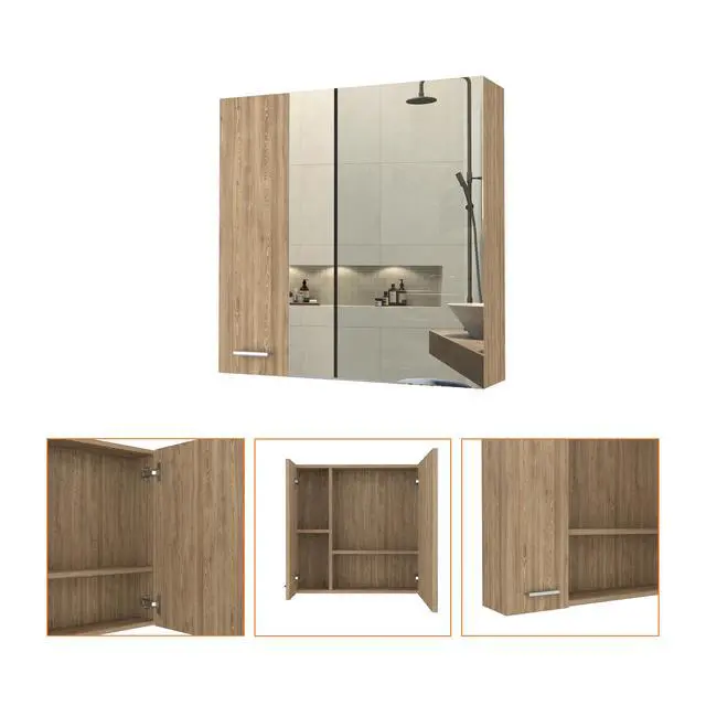Alt view image 5 of 7 - Medicine Cabinet Prague, Four Internal Shelves, Single Door, Pine Finish