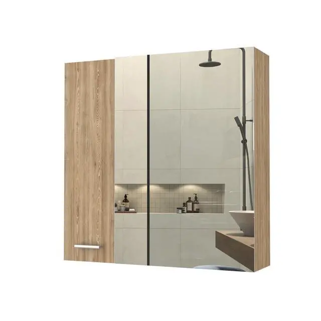 Alt view image 3 of 7 - Medicine Cabinet Prague, Four Internal Shelves, Single Door, Pine Finish