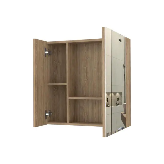 Alt view image 2 of 7 - Medicine Cabinet Prague, Four Internal Shelves, Single Door, Pine Finish