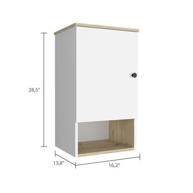 Alt view image 4 of 7 - Medicine Cabinet Porto, Two Internal Shelves, Light Oak / White Finish