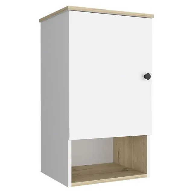 Alt view image 7 of 7 - Medicine Cabinet Porto, Two Internal Shelves, Light Oak / White Finish