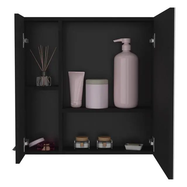 Alt view image 5 of 7 - Medicine Cabinet Prague, Four Internal Shelves, Single Door, Black Wengue Finish